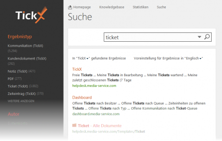 TickX 2.0 - Suche mit Verfeinerung 