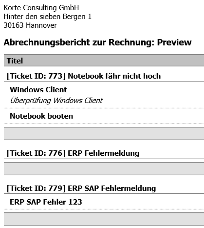 Abrechnungsberichte von Tickets im TickX - TickX für Microsoft SharePoint