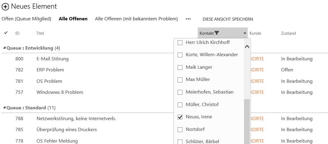 Historie zu Personen im TickX - TickX für Microsoft SharePoint