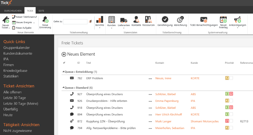 Tickets im TickX - TickX für Microsoft SharePoint