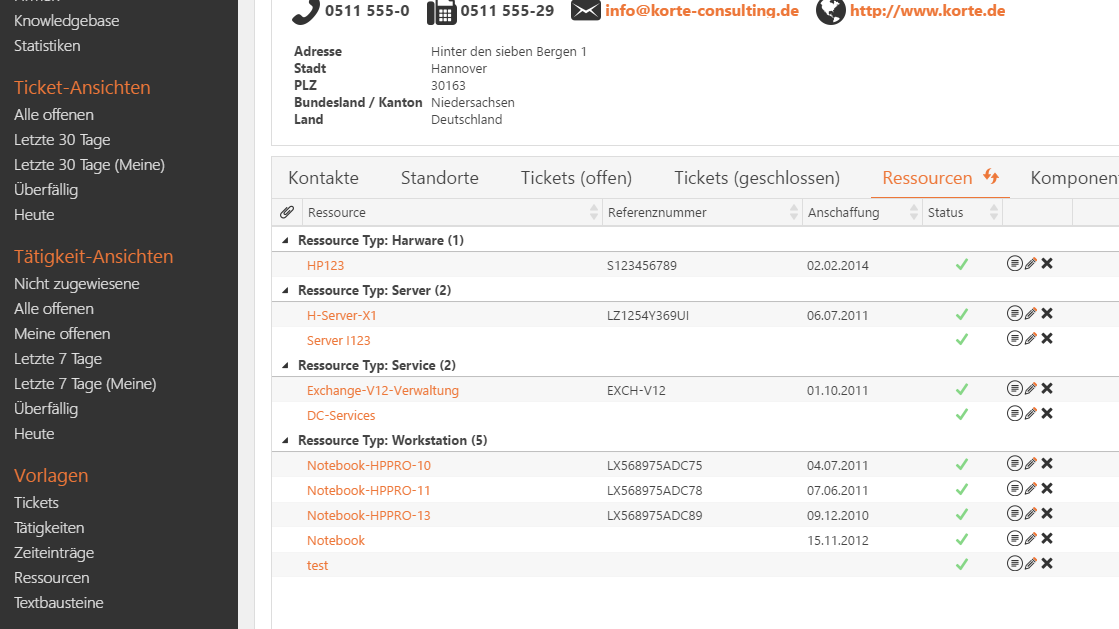 Ressourcen & Komponenten im TickX - TickX für Microsoft SharePoint