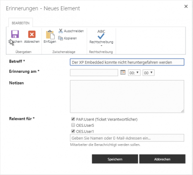 TickX 3.0 - Erinnerung zur Tätigkeit